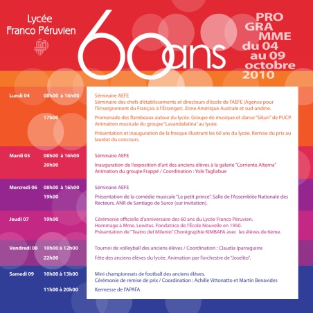 Programme du 04 au 09 Octobre 2010